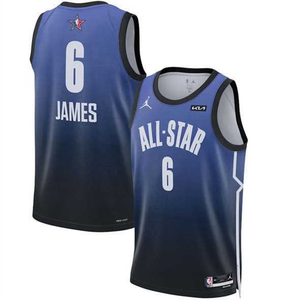 Men%27s 2023 All-Star #6 LeBron James Blue Game Swingman Stitched Basketball Jersey Dzhi->2023 all star->NBA Jersey